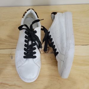 J. Crew Saturday sneakers white and leopard 9